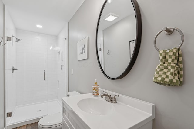 3985 Glenda Pl, Upper Arlington, OH 43220 - bathroom featuring toilet, a shower stall, and vanity