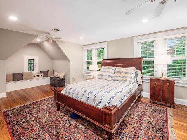 1635 Cambridge Blvd, Upper Arlington, OH 43212 - bedroom featuring wood finished floors, recessed lighting, baseboards, multiple windows, and vaulted ceiling