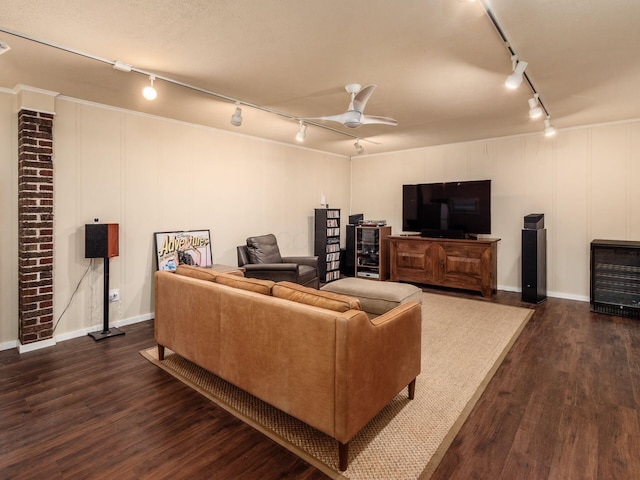 1635 Cambridge Blvd, Upper Arlington, OH 43212 - living area featuring track lighting, ceiling fan, wood finished floors, and baseboards