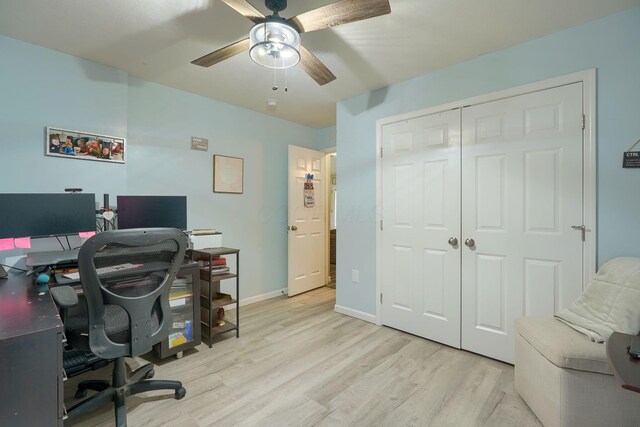 9805 Beaver Pike, Jackson, OH 45640 - office area with light wood-style flooring, ceiling fan, and baseboards