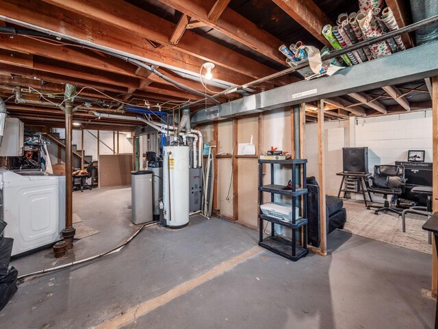 1887 Lonsdale Rd, Columbus, OH 43232 - unfinished below grade area with water heater and a water softener system