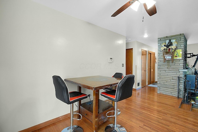 1067 Bronwyn Ave, Columbus, OH 43204 - dining room featuring ceiling fan, baseboards, and light wood-type flooring