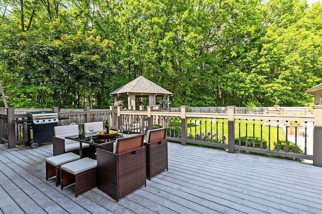 7276 Lee Rd, Westerville, OH 43081 - wooden terrace with a gazebo, outdoor dining area, and grilling area
