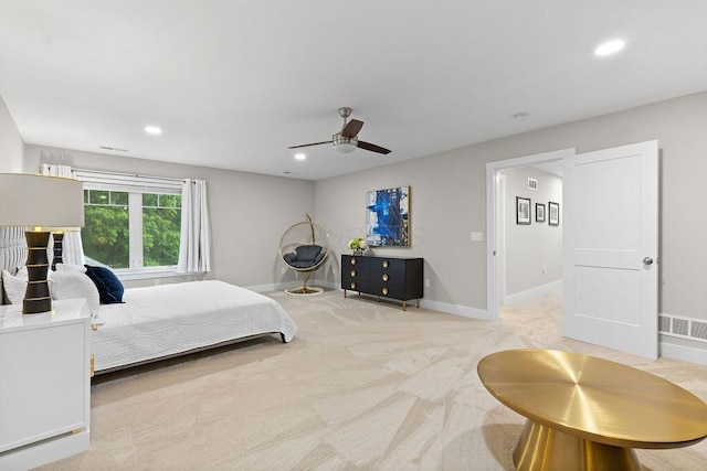 7276 Lee Rd, Westerville, OH 43081 - bedroom with carpet floors, a ceiling fan, recessed lighting, and baseboards