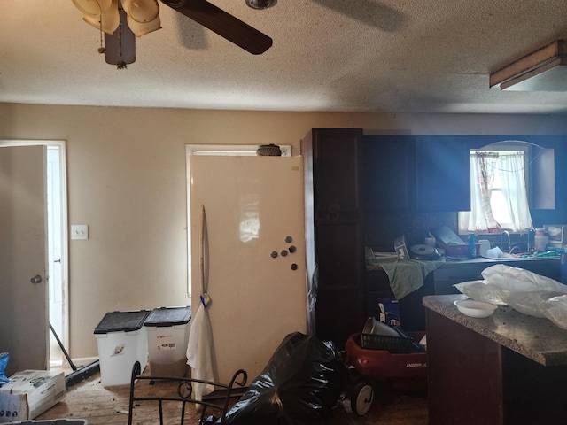 23454 Davis Rd, West Mansfield, OH 43358 - miscellaneous room featuring ceiling fan and a textured ceiling