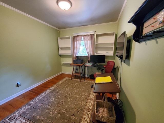 192 Bridle Path Ln, Granville, OH 43023 - office area featuring wood finished floors, crown molding, and baseboards
