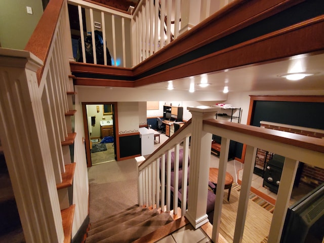 192 Bridle Path Ln, Granville, OH 43023 - stairway featuring a towering ceiling