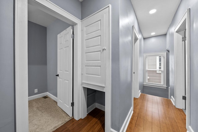 731 Siebert St, Columbus, OH 43206 - hall with wood finished floors, baseboards, and recessed lighting