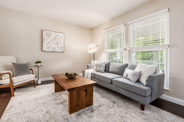1693 Hale Ct, Columbus, OH 43228 - living room featuring wood finished floors, baseboards, and a textured ceiling