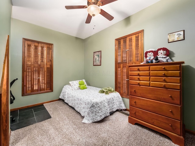 193 W Pearl St, West Jefferson, OH 43162 - carpeted bedroom featuring ceiling fan and baseboards