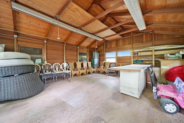 2692 Jordan Rd, Columbus, OH 43231 - misc room with vaulted ceiling, water heater, and a garage
