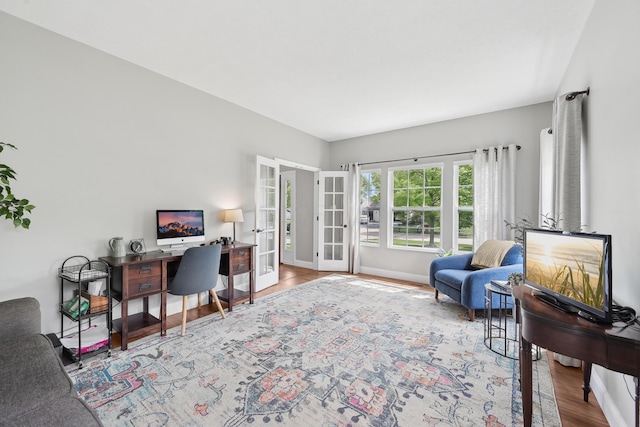 5952 Hampton Cors S, Hilliard, OH 43026 - home office with french doors, wood finished floors, and baseboards