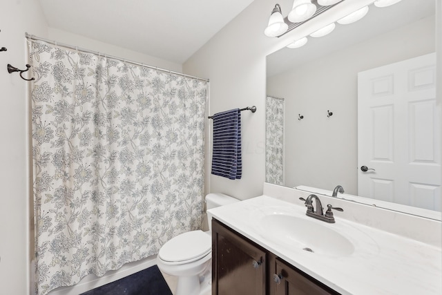 5952 Hampton Cors S, Hilliard, OH 43026 - bathroom featuring vanity, toilet, and a shower with shower curtain