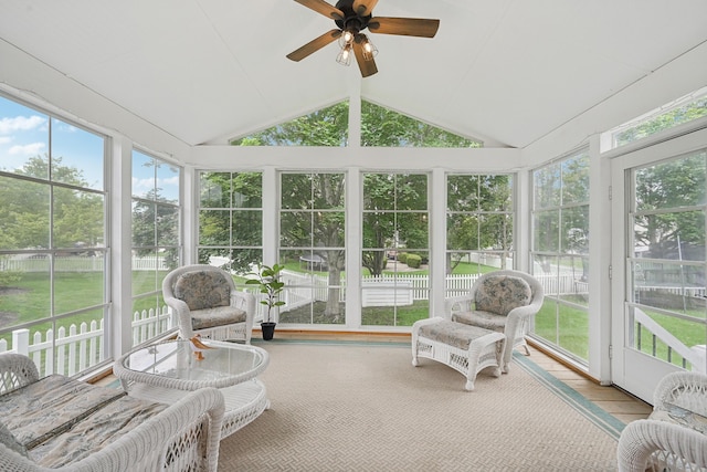5952 Hampton Cors S, Hilliard, OH 43026 - sunroom featuring ceiling fan, plenty of natural light, and lofted ceiling