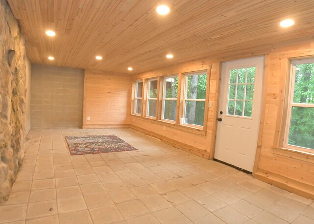 311 Chinook Ln, Sugar Grove, OH 43155 - foyer with recessed lighting, wooden ceiling, and wood walls