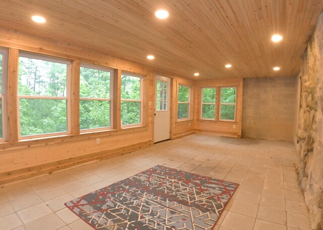 311 Chinook Ln, Sugar Grove, OH 43155 - unfurnished sunroom featuring tile patterned floors, recessed lighting, and wooden ceiling