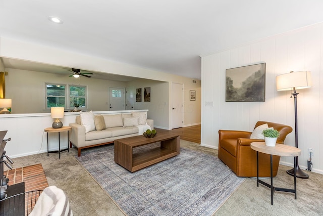 5786 Thompson Rd, Columbus, OH 43230 - carpeted living room with ceiling fan and baseboards