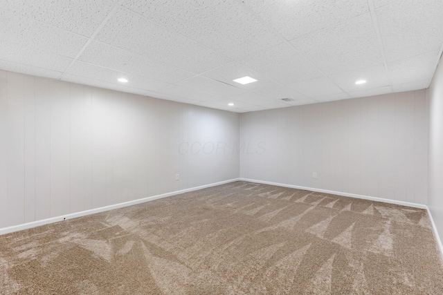 5786 Thompson Rd, Columbus, OH 43230 - carpeted spare room featuring a drop ceiling, baseboards, and recessed lighting