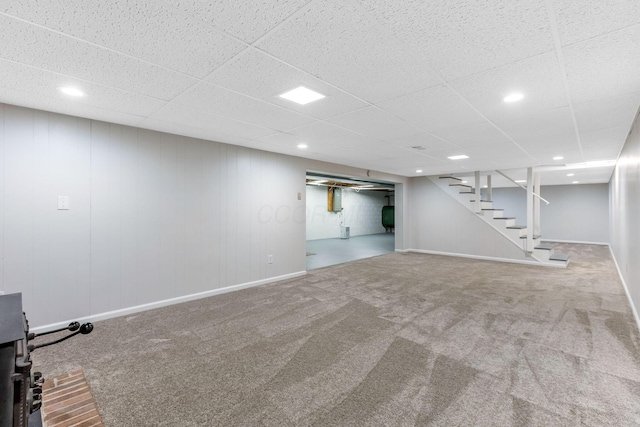 5786 Thompson Rd, Columbus, OH 43230 - finished basement featuring carpet, stairway, baseboards, and recessed lighting