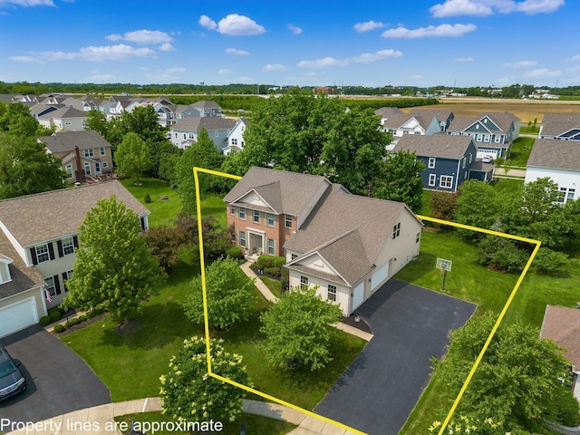 7019 Blakemore Ln, Dublin, OH 43016 - aerial perspective of suburban area featuring property parcel outlined