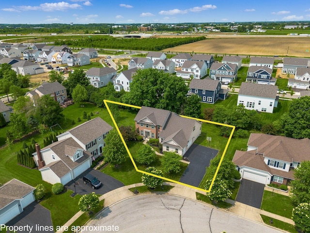 7019 Blakemore Ln, Dublin, OH 43016 - aerial perspective of suburban area featuring property parcel outlined