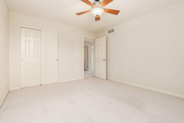 7019 Blakemore Ln, Dublin, OH 43016 - unfurnished bedroom with baseboards, carpet floors, a closet, and a ceiling fan