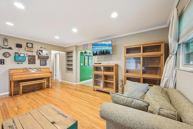 316 Westview Ave, Columbus, OH 43214 - living room with ornamental molding, recessed lighting, wood finished floors, and baseboards