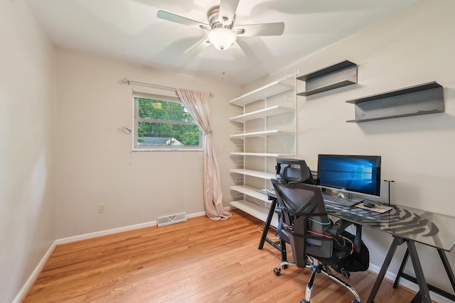 316 Westview Ave, Columbus, OH 43214 - home office with light wood finished floors, ceiling fan, and baseboards