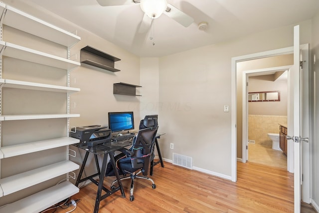316 Westview Ave, Columbus, OH 43214 - office space with ceiling fan, wood finished floors, and baseboards