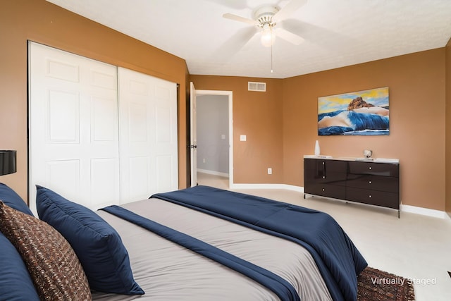 544 Courtright Ct, Pickerington, OH 43147 - bedroom with carpet floors, baseboards, a closet, and ceiling fan