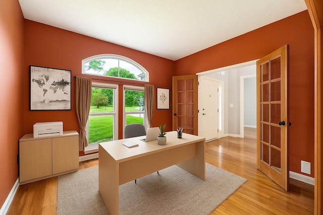 544 Courtright Ct, Pickerington, OH 43147 - office space with light wood-style floors, french doors, and baseboards