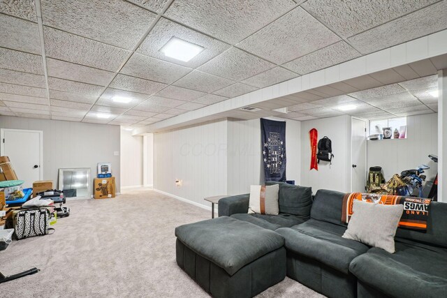 710 Cloverleaf Ct, Mansfield, OH 44904 - living room with a drop ceiling, carpet flooring, and baseboards