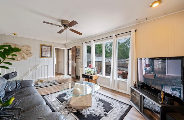 300 Stockbridge Rd, Columbus, OH 43207 - living room featuring a ceiling fan and wood finished floors