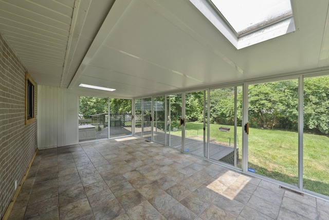 4200 Rudy Rd, Columbus, OH 43214 - unfurnished sunroom featuring a skylight and plenty of natural light