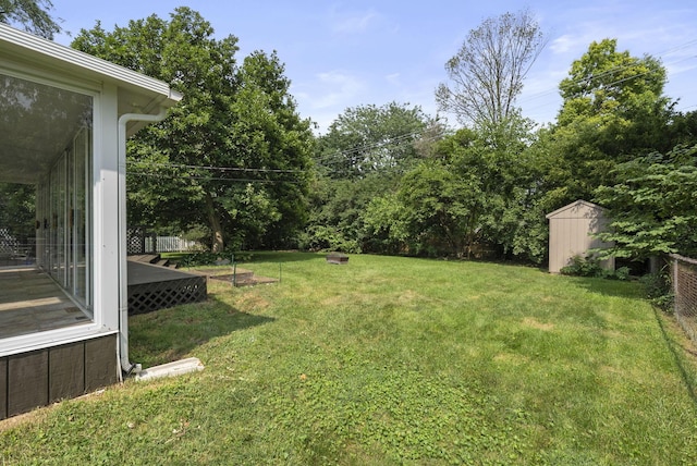 4200 Rudy Rd, Columbus, OH 43214 - view of grassy yard with a shed and a deck