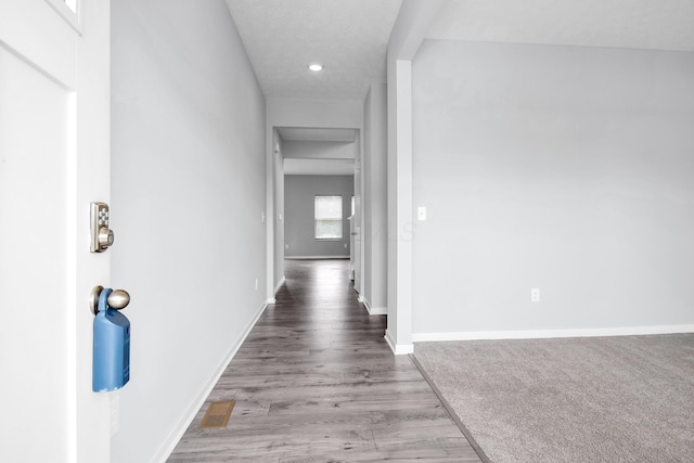 294 Shady Hollow Dr, Commercial Point, OH 43116 - hallway featuring baseboards, recessed lighting, and wood finished floors