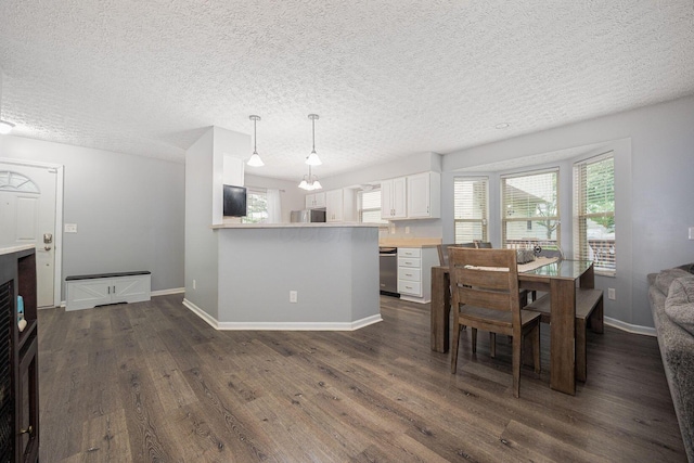 1427 Trabue Woods Blvd, Columbus, OH 43228 - dining room featuring a textured ceiling, dark wood-type flooring, and baseboards