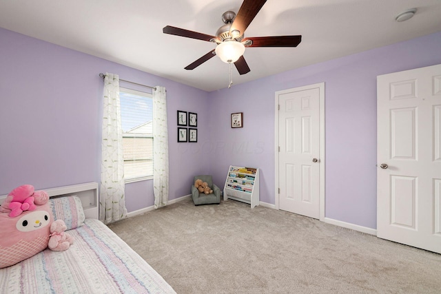 118 Firestone Dr, Delaware, OH 43015 - bedroom with carpet floors, baseboards, and a ceiling fan