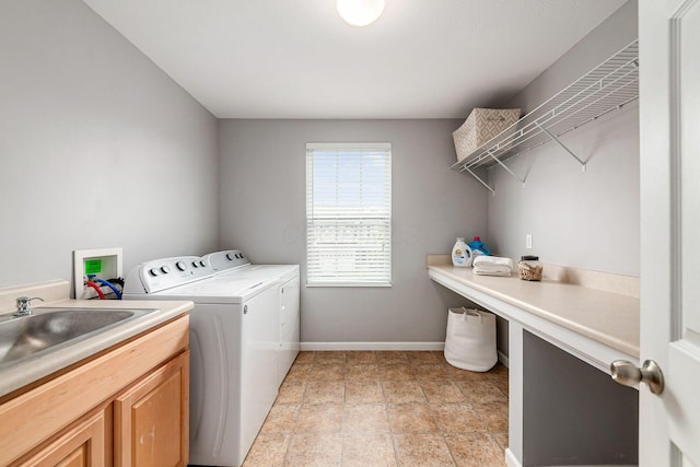 118 Firestone Dr, Delaware, OH 43015 - laundry room with washer and dryer, cabinet space, and baseboards
