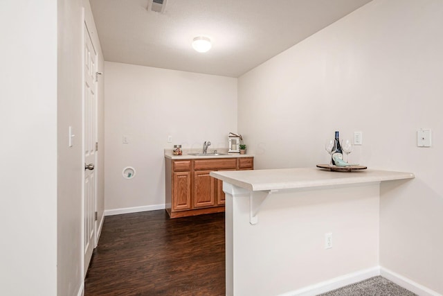 118 Firestone Dr, Delaware, OH 43015 - indoor wet bar with baseboards and dark wood finished floors