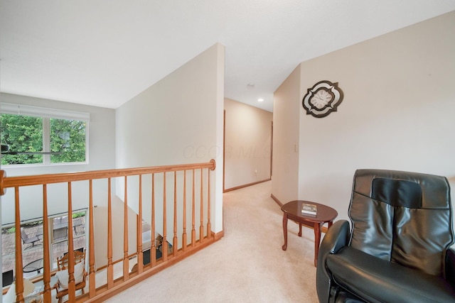 6962 Whitetail Ln, Westerville, OH 43082 - living area with carpet and an upstairs landing