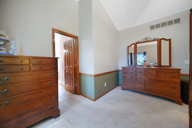 6962 Whitetail Ln, Westerville, OH 43082 - bedroom featuring lofted ceiling, light carpet, and baseboards