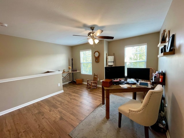 6231 Red Glare Dr Unit 287, Galloway, OH 43119 - office space with wood finished floors, plenty of natural light, a ceiling fan, and baseboards
