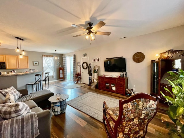 6231 Red Glare Dr Unit 287, Galloway, OH 43119 - living area with a ceiling fan and wood finished floors