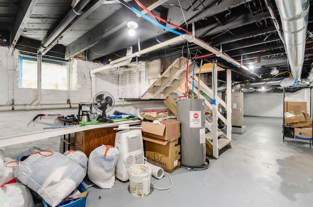 626-628 Wilson Ave, Columbus, OH 43205 - basement featuring electric water heater and stairway