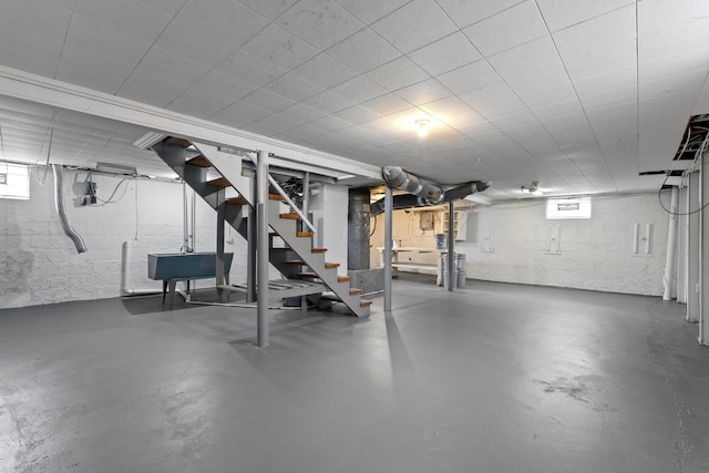 3091 Azelda St, Columbus, OH 43224 - below grade area with stairway and concrete block wall