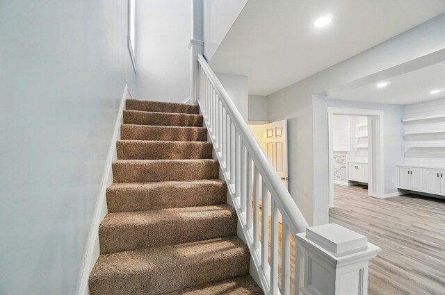 517 S Champion Ave, Columbus, OH 43205 - stairs featuring wood finished floors, recessed lighting, and baseboards