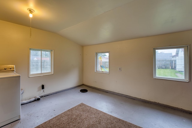 216 N St, Utica, OH 43080 - spare room with washer / clothes dryer, lofted ceiling, and baseboards
