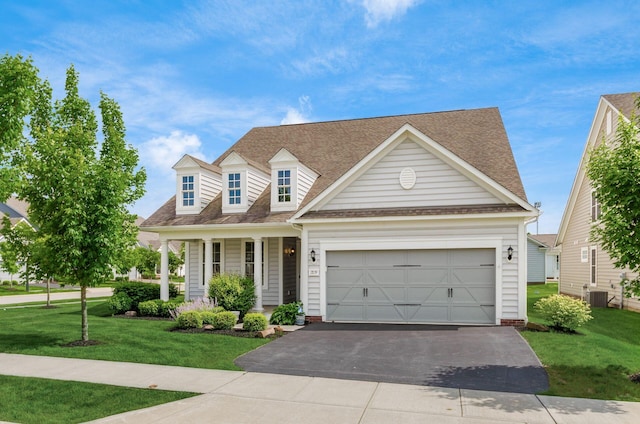 7839 Eastcross Dr, New Albany, OH 43054 - cape cod-style house with central AC, a front lawn, driveway, and roof with shingles