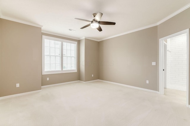 7839 Eastcross Dr, New Albany, OH 43054 - unfurnished room featuring light colored carpet, a ceiling fan, crown molding, and baseboards